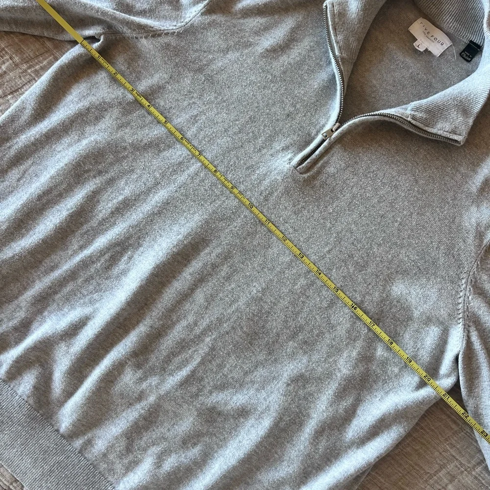 Five Four Los Angeles 100% Cotton Gray Quarter-Zip Pullover Sweater | Men Large